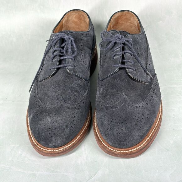 J CREW Shoes Mens Size 10.5 Kenton Wing Tips Navy Blue Suede Oxford 43687 - Picture 3 of 14